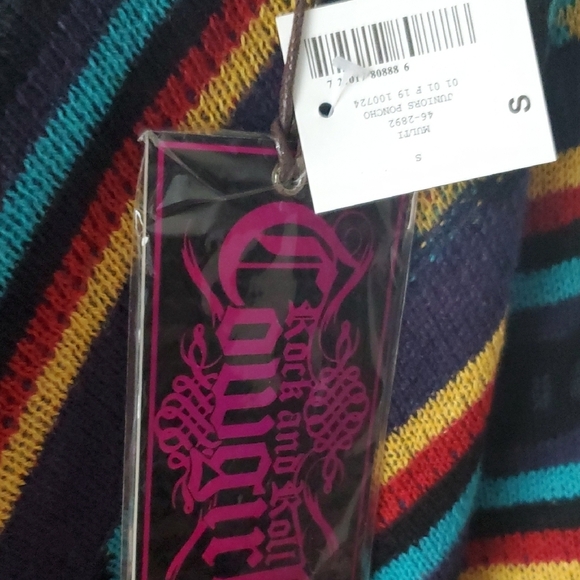 NWT Rock & Roll Cowgirl Colorful Striped Poncho with Fringe - Picture 2 of 7